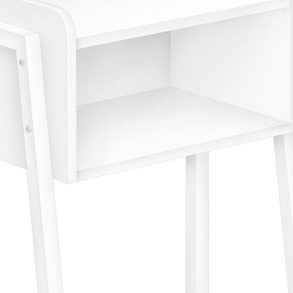 23" Rectangular White Accent Table With White Metal Legs
