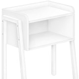 23" Rectangular White Accent Table With White Metal Legs