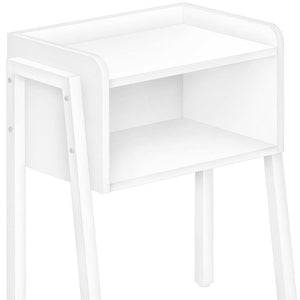 23" Rectangular White Accent Table With White Metal Legs