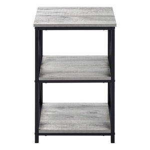 26" Rectangular Grey Black Metal Accent Table