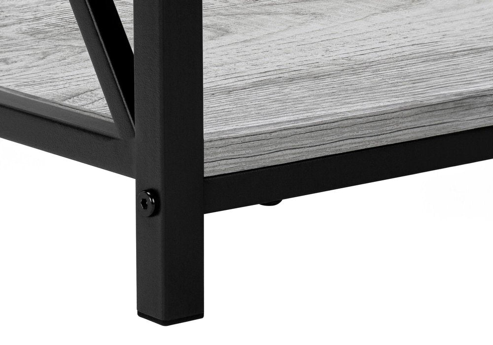 26" Rectangular Grey Black Metal Accent Table