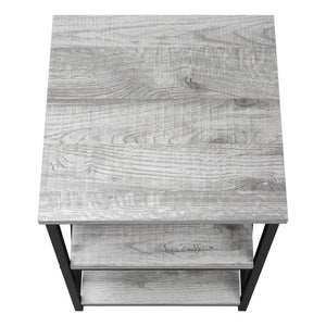 26" Rectangular Grey Black Metal Accent Table