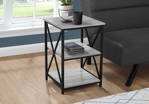 26" Rectangular Grey Black Metal Accent Table