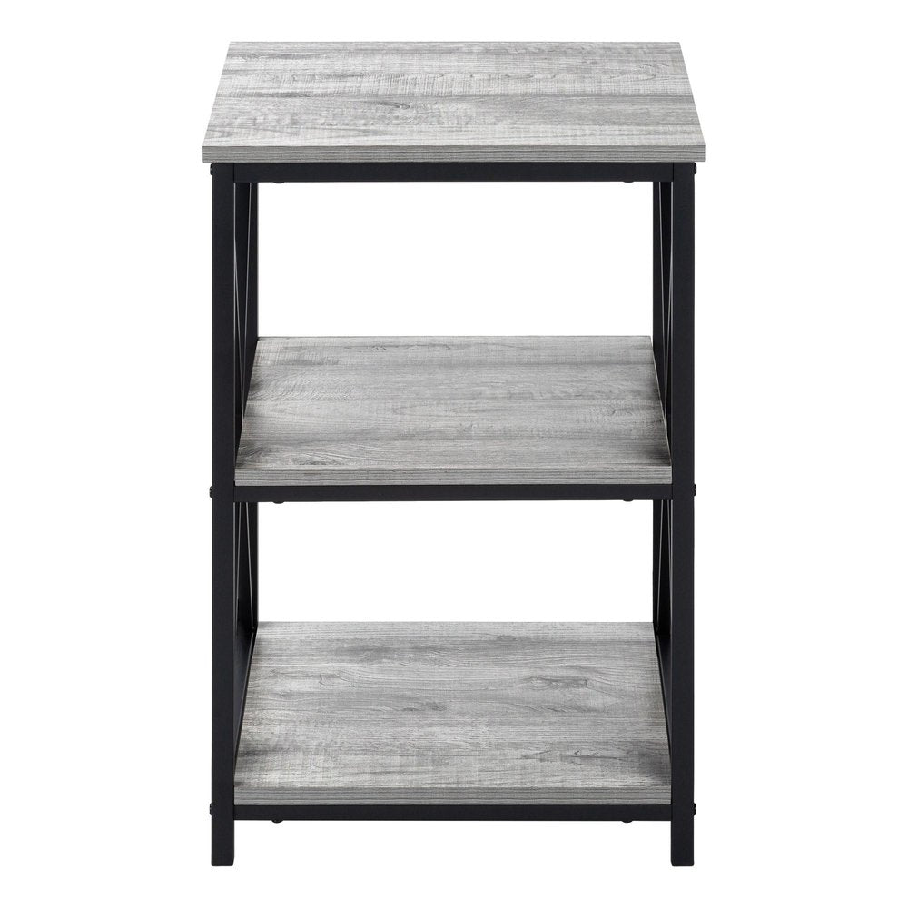 26" Rectangular Grey Black Metal Accent Table