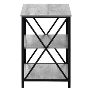 26" Rectangular Grey Black Metal Accent Table