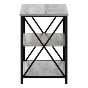 26" Rectangular Grey Black Metal Accent Table