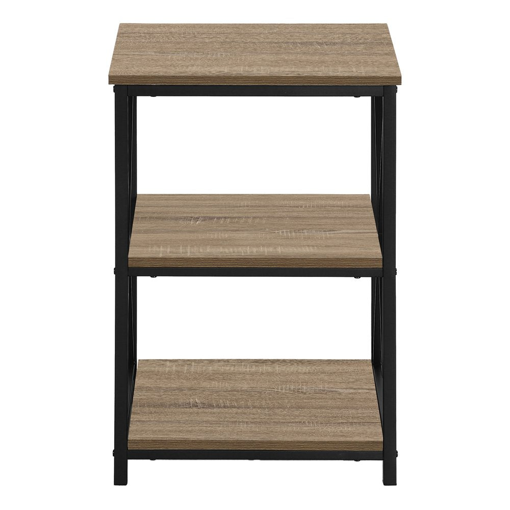 26" Rectangular Dark Taupe Black Metal Accent Table
