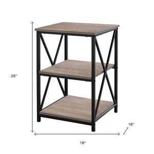 26" Rectangular Dark Taupe Black Metal Accent Table