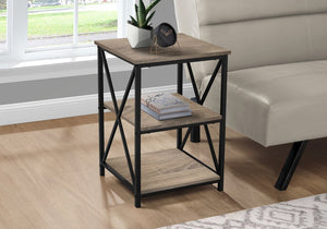 26" Rectangular Dark Taupe Black Metal Accent Table