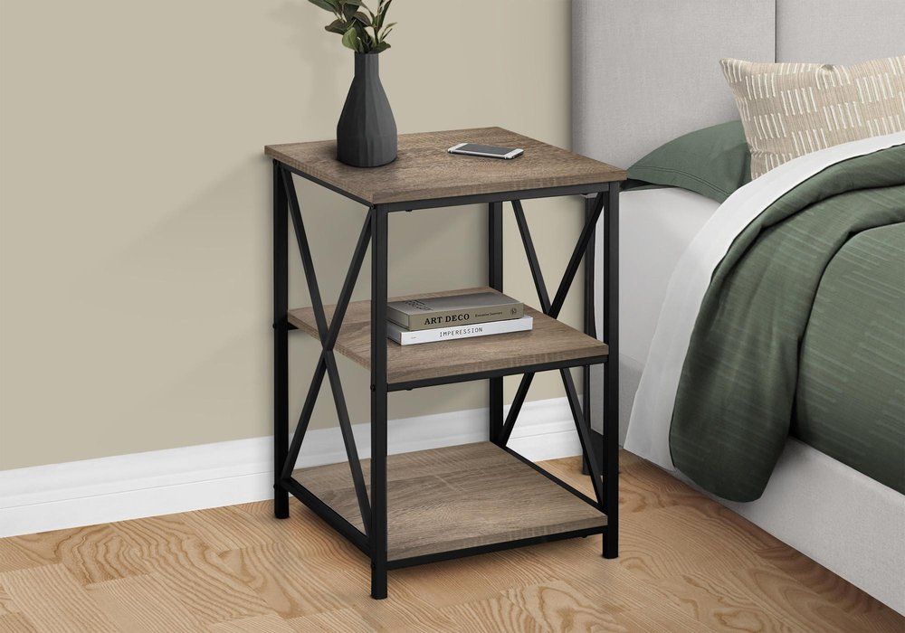 26" Rectangular Dark Taupe Black Metal Accent Table