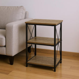 26" Rectangular Dark Taupe Black Metal Accent Table