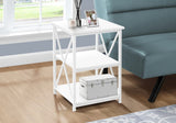 26" Rectangular White White Metal Accent Table