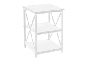 26" Rectangular White White Metal Accent Table