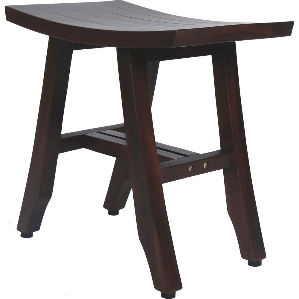 18" Dark Brown Teak Rectangular Shower Bench