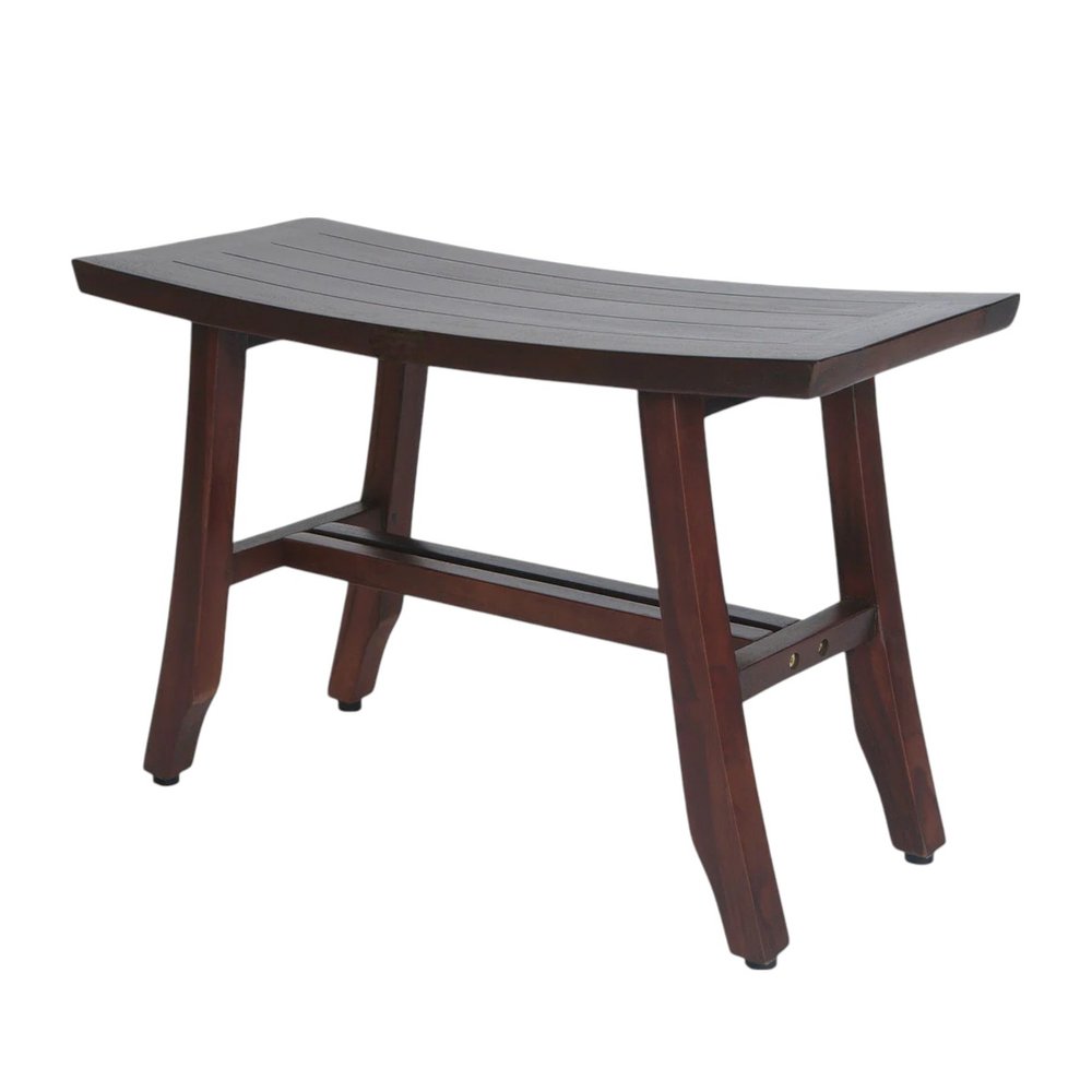 24" Dark Brown Solid Teak Wood Shower Bench
