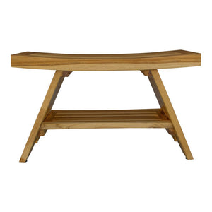 Rectangular Teak Shower Stool Or Bench With Shelf In Natural Finish