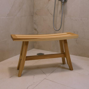 28" Natural Teak Rectangular Shower Bench