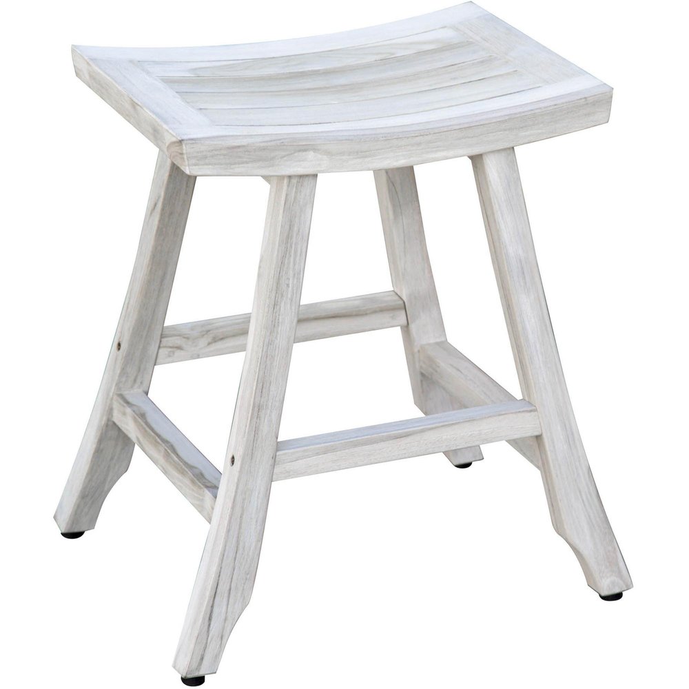 24" X 20" White Teak Square Shower Bench