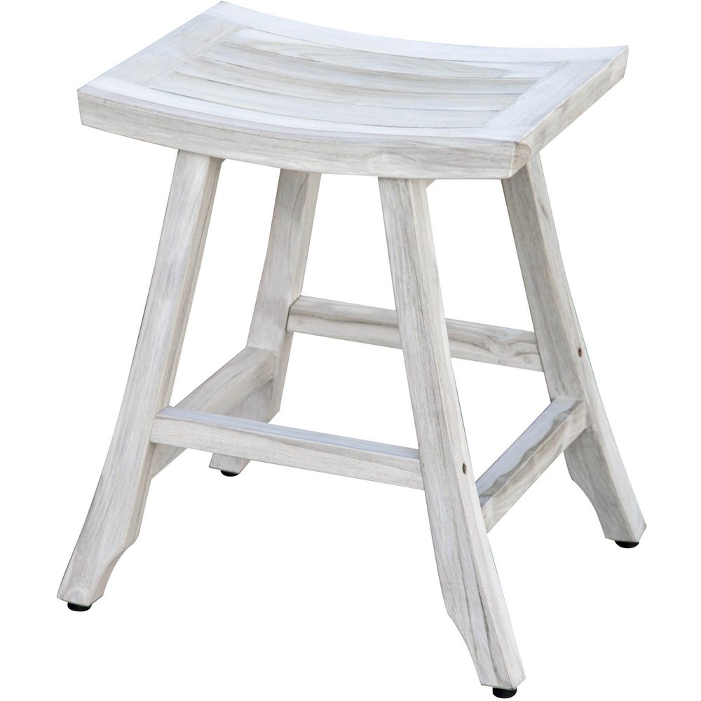 24" X 20" White Teak Square Shower Bench