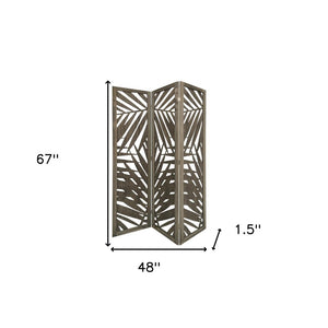 67" Gray Solid Wood Panel Screen Room Divider