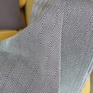 70" Geometric Handwoven Throw Blankets In Black