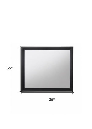 35" Black Square Wood Framed Mounted Dresser Mirror