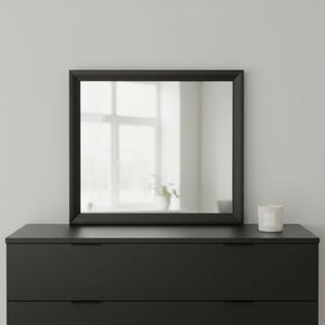 35" Black Square Wood Framed Mounted Dresser Mirror