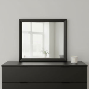 35" Black Square Wood Framed Mounted Dresser Mirror