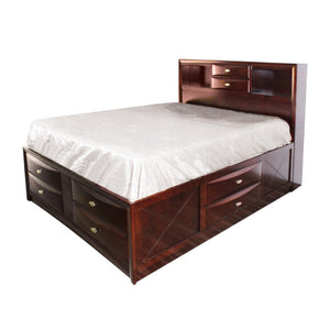 Espresso Wood Queen Bed Frame With Drawers