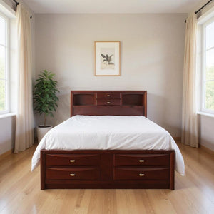 Espresso Wood Queen Bed Frame With Drawers