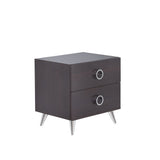 20" Silver And Espresso End Table With Two Drawers