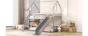 Twin Over Twin Metal Bunk Bed House Bed With Slide And Staircase by Couch.com