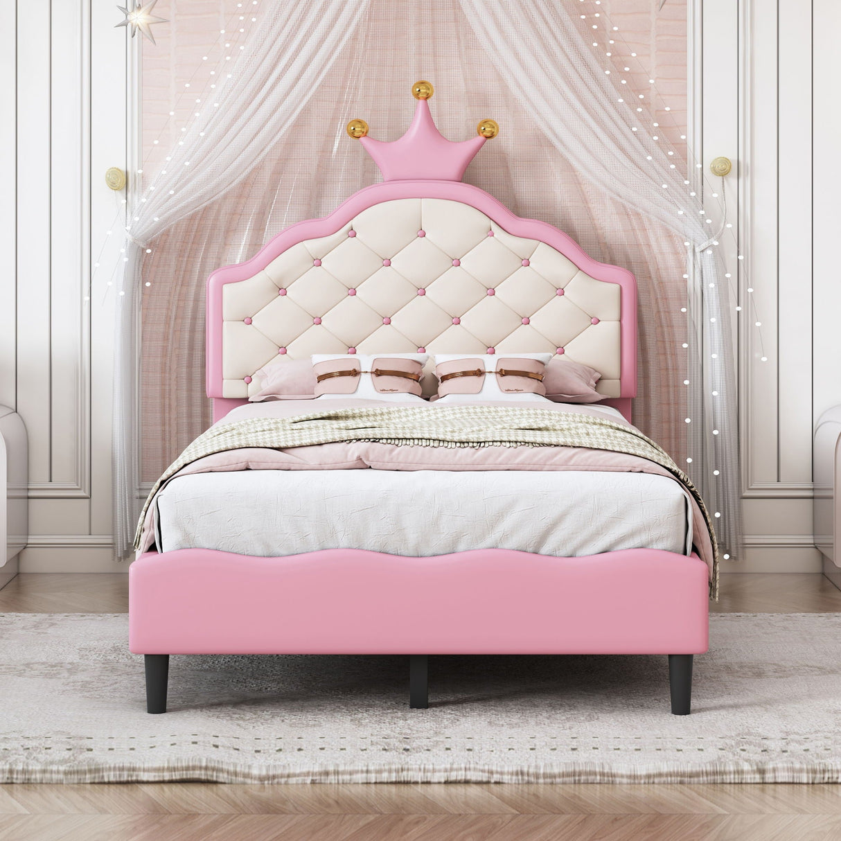 Lovely Crown Fantasy Princess Bed With Tufted Headboard by Couch.com