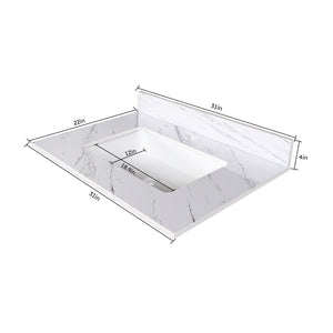 Bianco Carrara Venato Marble Vanity Top With Pre Drilled Faucet Hole And Undermount Sink by Couch.com