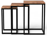 Set of Three 17" Black And Brown Solid Wood Nested Tables
