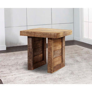 20" Brown Solid Wood Square End Table