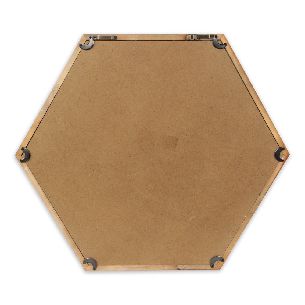 21" Brown Hexagon Wood Framed Accent Mirror