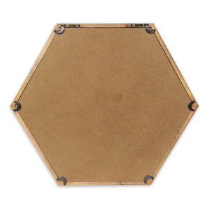 21" Brown Hexagon Wood Framed Accent Mirror