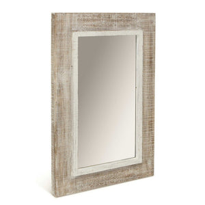 Rectangular Rustic White Wash Finish Wall Mirror