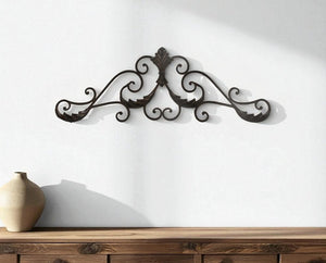 11" X 32" Brown Metal Rustic Scroll Hanging Dimensional Sculpture