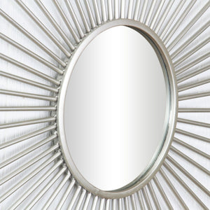 32" Silver Metal Sunburst Framed Accent Mirror