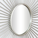 Striking Silver Metal Sunburst Design Wall Mirror