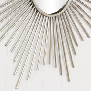 32" Silver Metal Sunburst Framed Accent Mirror