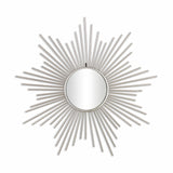 Striking Silver Metal Sunburst Design Wall Mirror