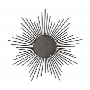 32" Silver Metal Sunburst Framed Accent Mirror