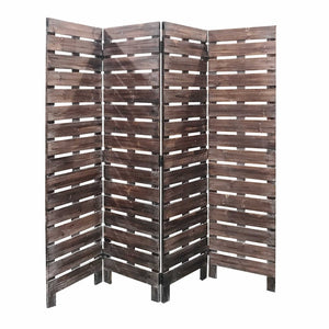 72" Brown Folding Four Panel Screen Room Divider