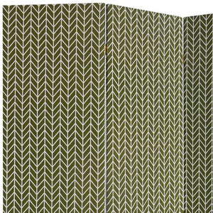 71" Green Fabric Folding Three Panel Screen Room Divider