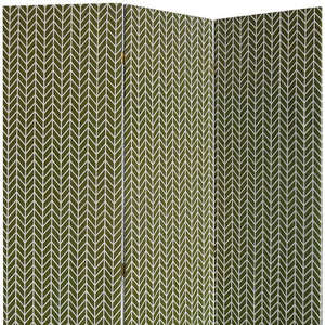 71" Green Fabric Folding Three Panel Screen Room Divider