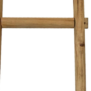 59" Gray Distressed Solid Wood Five Step Ladder Shelf