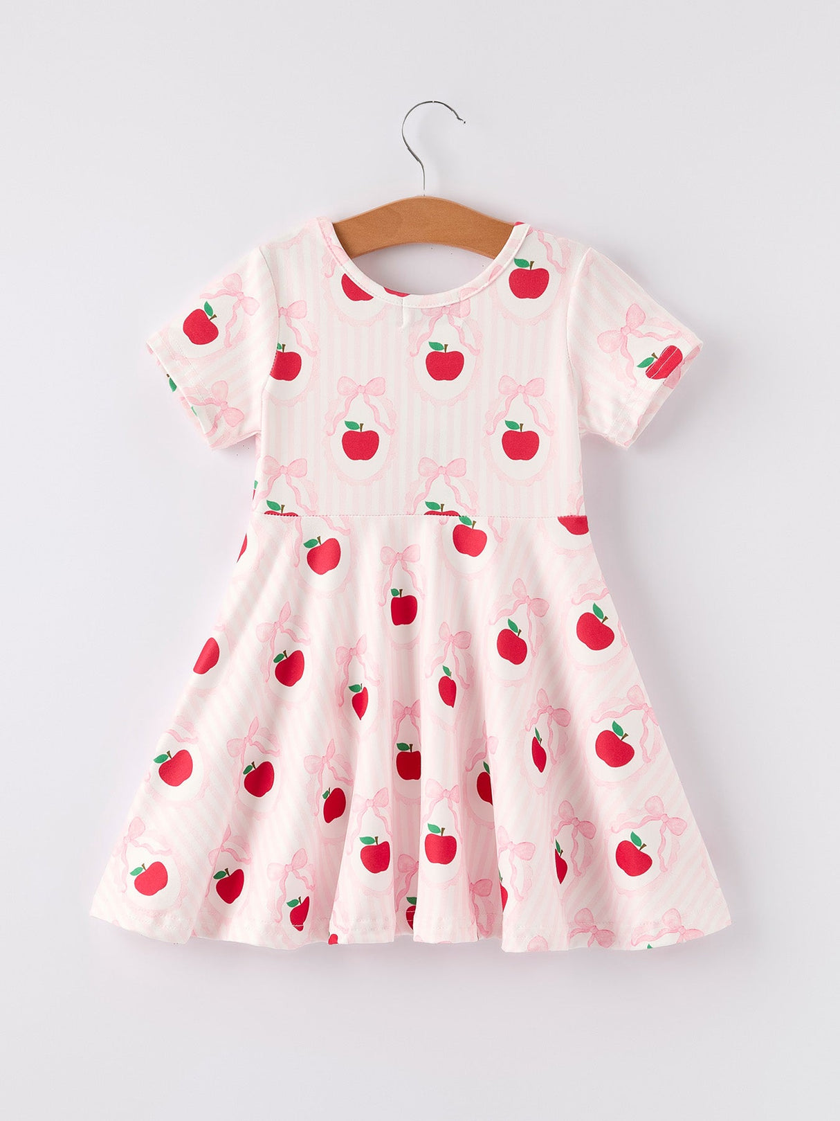Back to School Apple Striped Sweet Girl Dress